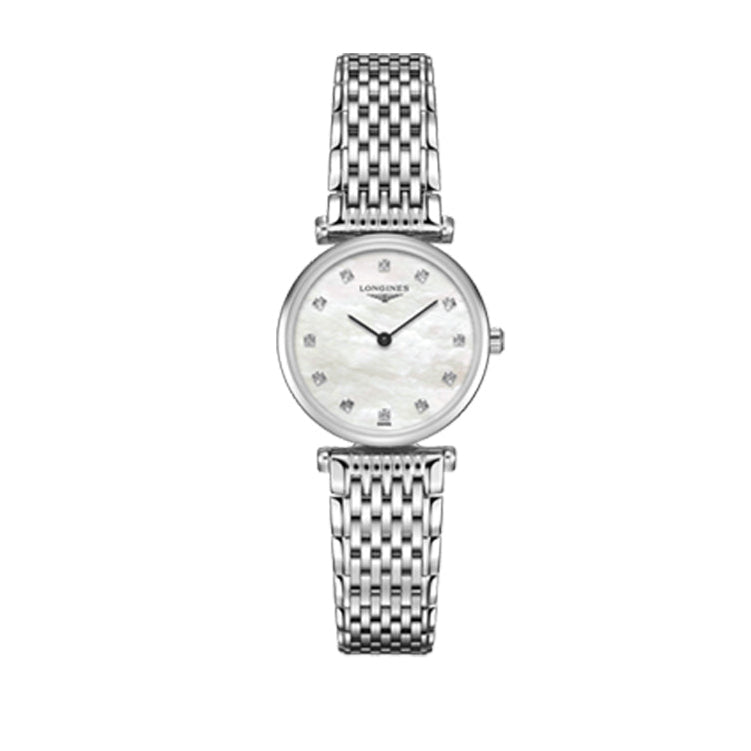Longines La Grande Classique Diamonds White Dial Silver Steel Strap Watch for Women - L4.209.4.87.6