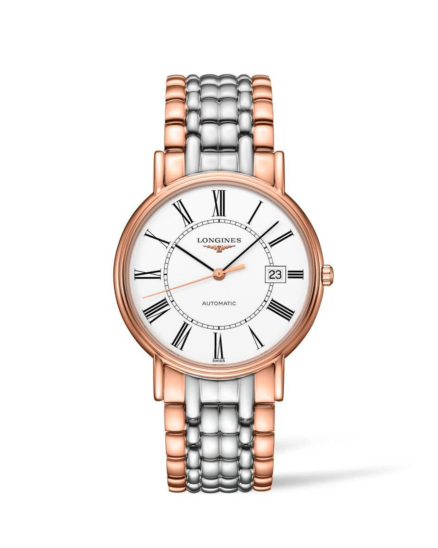 Longines Presence 38.5mm Automatic White Dial Two Tone Steel Strap Watch for Men - L4.921.1.11.7