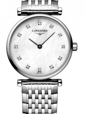 Longines La Grande Classique Diamonds White Dial Silver Steel Strap Watch for Women - L4.209.4.87.6