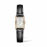 Longines Dolcevita Diamonds Mother of Pearl White Dial Black Leather Strap Watch for Women - L5.258.8.87.0