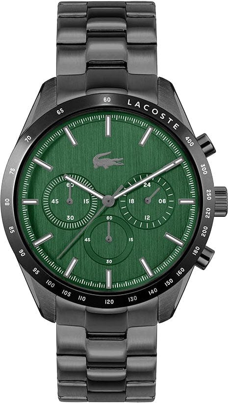 Lacoste Boston Green Dial Black Steel Strap Watch for Men - 2011270