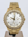 Guess Dazzler Diamonds Silver Dial Gold Steel Strap Watch for Women - W0335L2