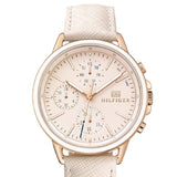 Tommy Hilfiger Carly Cream Dial Cream Leather Strap Watch for Women -1781789