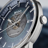 Mido Commander Automatic Gradient Blue Dial Silver Steel Strap Watch For Men - M021.407.11.411.01