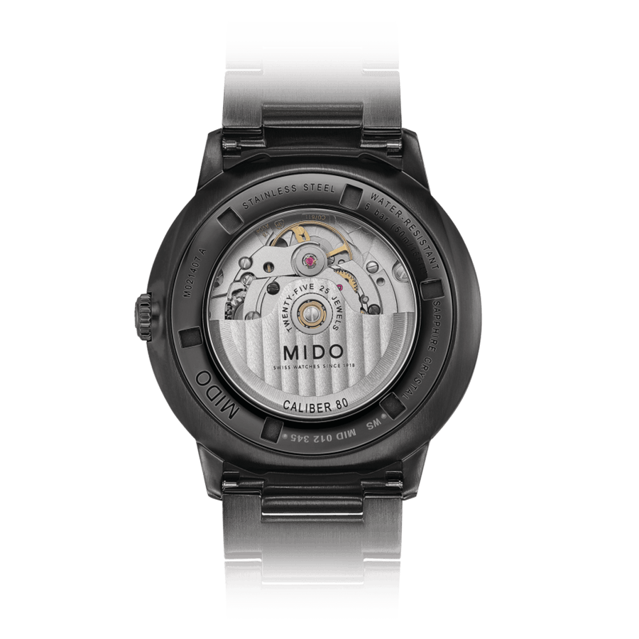 Mido Commander II Automatic Gradient Black Dial Black Steel Strap Watch For Men - M021.407.33.411.00