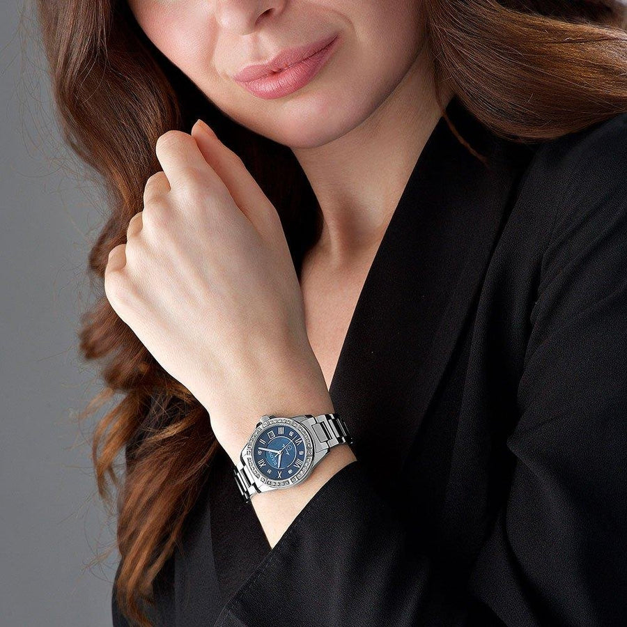 Bulova Marine Star Blue Dial Silver Steel Strap Watch for Women - 96R215