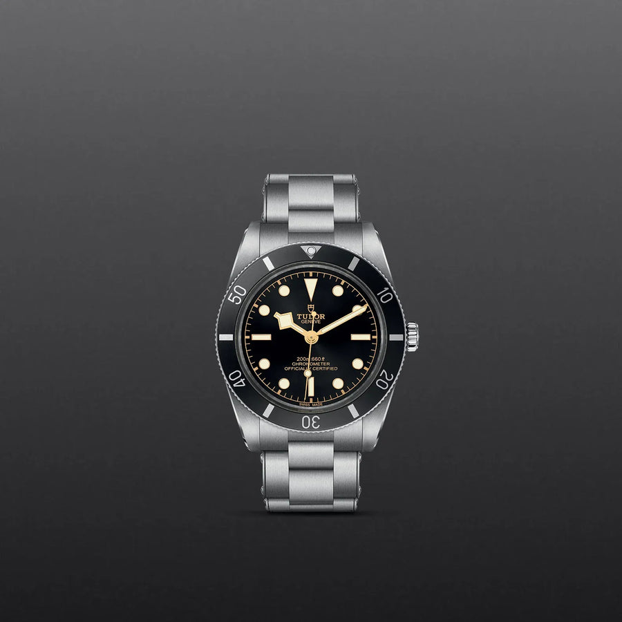 Tudor Black Bay 54 Black Dial Silver Steel Strap Watch for Men - M79000N-0001