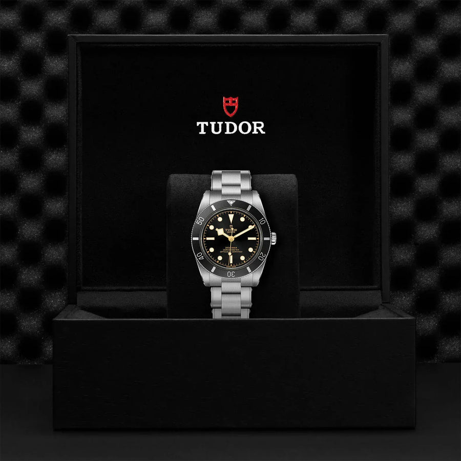 Tudor Black Bay 54 Black Dial Silver Steel Strap Watch for Men - M79000N-0001