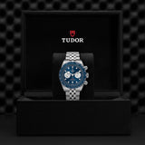 Tudor Black Bay Chrono Blue Dial Silver Steel Strap Watch for Men - M79360B-0002