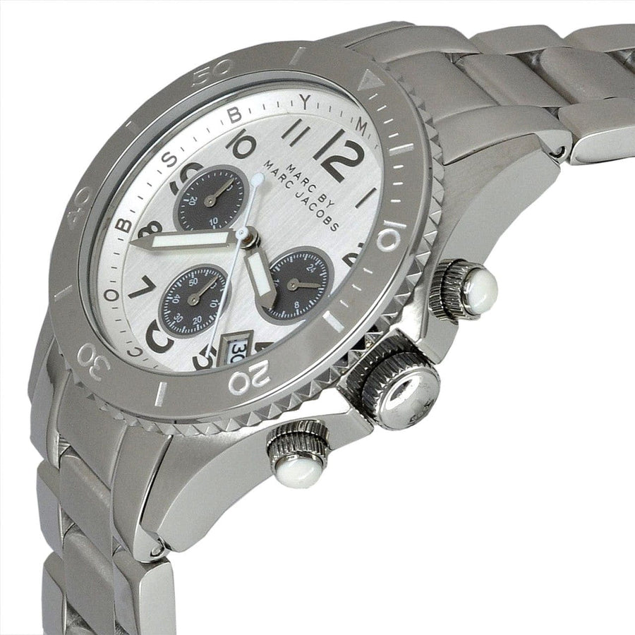 Marc Jacobs Marc Chronograph Silver Dial Silver Steel Strap Watch for Men - MBM3155