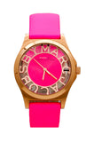 Marc Jacobs Henry Skeleton Pink Dial Pink Leather Strap Watch for Women - MBM1243