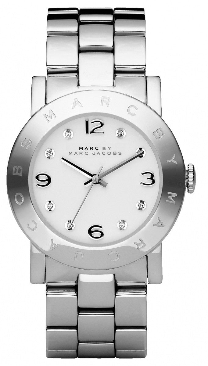Marc Jacobs Amy White Dial Silver Steel Strap Watch for Women - MBM3054