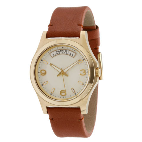 Marc Jacobs Baby Dave White Dial Brown Leather Strap Watch for Women - MBM1261