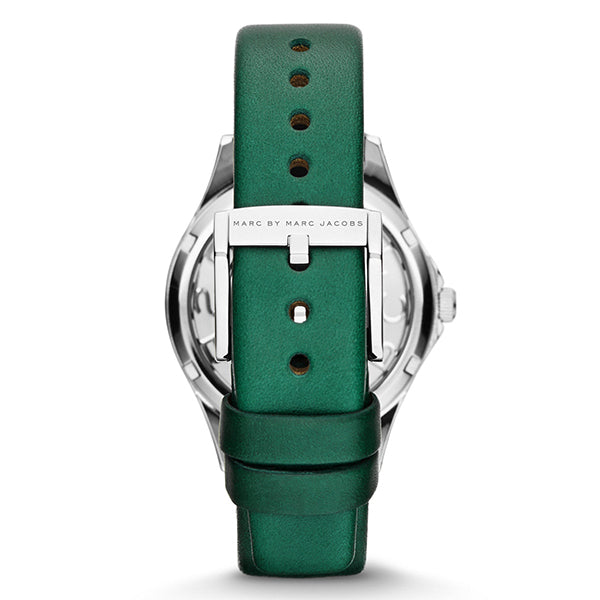 Marc Jacobs Henry Skeleton Green Dial Green Leather Strap Watch for Women - MBM1336