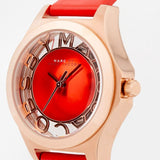 Marc Jacobs Henry Skeleton Red Dial Red Leather Strap Watch for Women - MBM1338