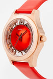 Marc Jacobs Henry Skeleton Red Dial Red Leather Strap Watch for Women - MBM1338