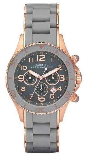 Marc Jacobs Rock Chronograph Grey Dial Grey Silicone Strap Watch for Women - MBM2550