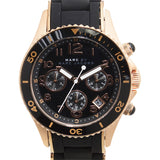 Marc Jacobs Rock Chronograph Black Dial Black Silicone Steel Strap Watch for Women - MBM2553