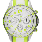 Marc Jacobs Rock Chronograph White Dial White & Green Silicone Strap Watch for Women - MBM2592