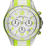 Marc Jacobs Rock Chrono White Dial White & Green Rubber Strap Watch for Women - MBM2592