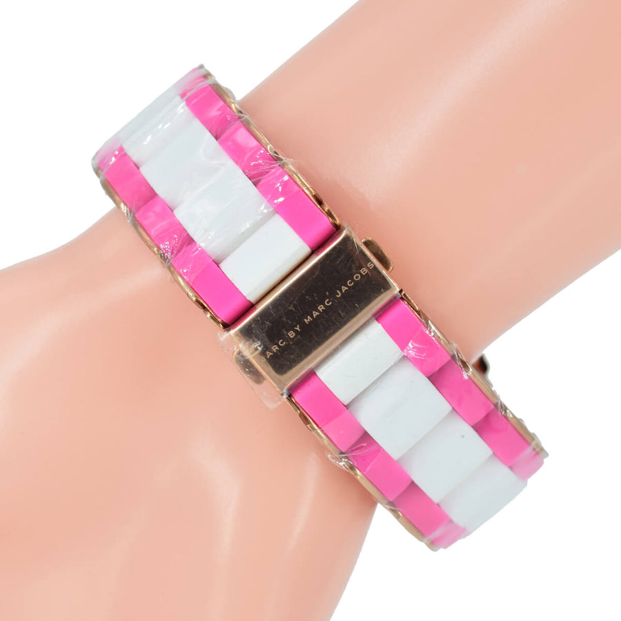 Marc Jacobs Rock Chronograph White Dial Two Tone Silicone Strap Watch for Women - MBM2593