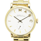 Marc Jacobs Baker White Dial Gold Steel Strap Watch for Women - MBM3243