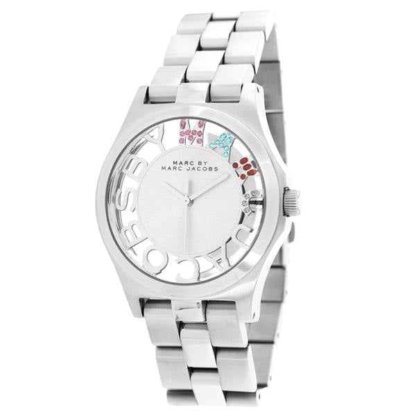 Marc Jacobs Henry Skeleton Silver Dial Silver Steel Strap Watch for Women - MBM3262