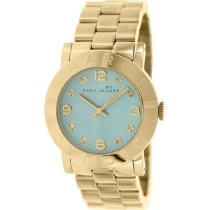 Marc Jacobs Amy Blue Dial Gold Steel Strap Watch for Women - MBM3301