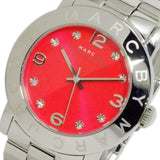 Marc Jacobs Amy Red Dial Silver Stainless Steel Strap Watch for Women - MBM3302