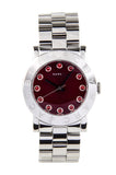 Marc Jacobs Amy Red Dial Silver Stainless Steel Strap Watch for Women - MBM3333