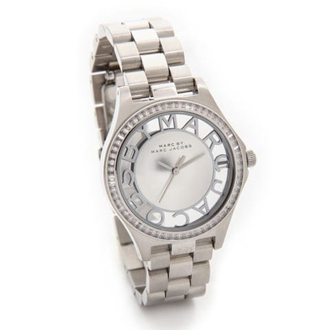 Marc Jacobs Henry Transparent Silver Dial Silver Steel Strap Watch for Women - MBM3337
