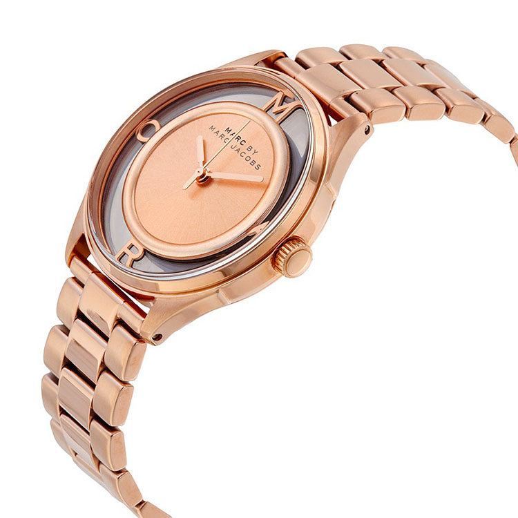 Marc Jacobs Tether Transparent Rose Gold Dial Rose Gold Steel Strap Watch for Women - MBM3414