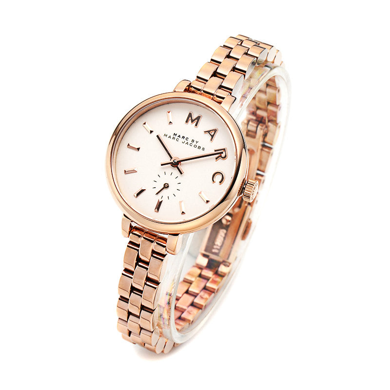 Marc Jacobs Sally White Dial Rose Gold Steel Strap Watch for Women - MBM8643