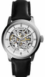 Fossil Townsman Automatic Skeleton White Dial Black Leather Strap Watch for Men - ME3085