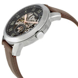 Fossil Grant Automatic Skeleton Black Dial Brown Leather Strap Watch for Men - ME3095