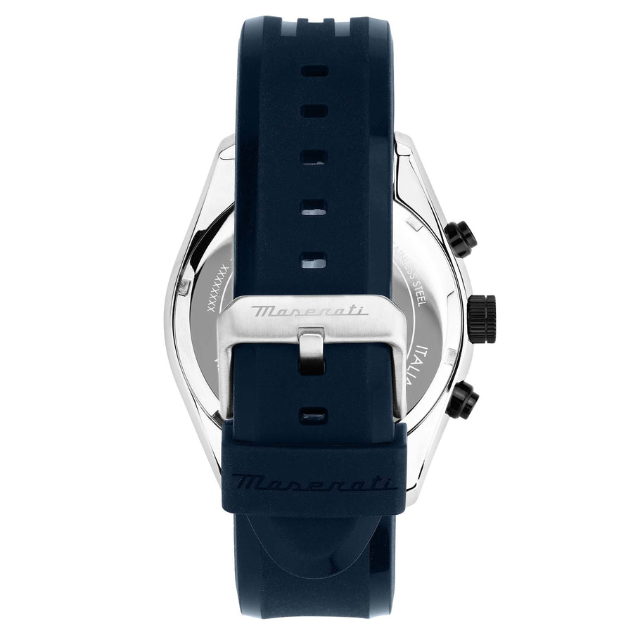 Maserati Traguardo Chronograph Blue Dial Black Silicone Strap Watch For Men - R8871612046