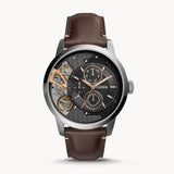 Fossil Townsman Automatic Black Dial Brown Leather Strap Watch for Men -  ME1163