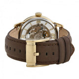 Fossil Townsman Automatic Skeleton Gold Dial Brown Leather Strap Watch for Men - ME3043