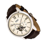 Fossil Townsman Automatic White Dial Brown Leather Strap Watch for Men - ME3064