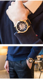 Fossil Grant Automatic Skeleton Blue Dial Blue Leather Strap Watch for Men - ME3102