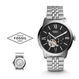 Fossil Townsman Black Dial Silver Steel Strap Watch for Men - ME3107