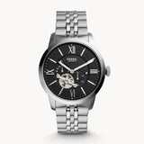 Fossil Townsman Black Dial Silver Steel Strap Watch for Men - ME3107