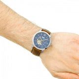 Fossil Townsman Automatic Blue Dial Brown Leather Strap Watch for Men - ME3110