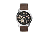 Fossil Pilot 54 Automatic Black Dial Brown Leather Strap Watch for Men - ME3118