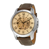 Fossil Grant Chronograph Cream Dial Brown Leather Strap Watch for Men - ME3122