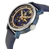 Fossil Boyfriend Skeleton Blue Dial Blue Leather Strap Watch for Women - ME3136