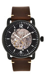 Fossil Commuter Automatic Black Dial Brown Leather Strap Watch for Men - ME3158