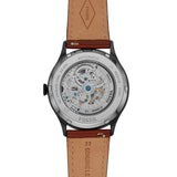 Fossil Forrester Automatic Skeleton Grey Dial Brown Leather Strap Watch for Men - ME3178