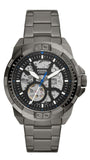 Fossil Bronson Automatic Skeleton Black Dial Grey Steel Strap Watch for Men - ME3218