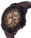 Fossil Bronson Automatic Skeleton Black Dial Brown Leather Strap Watch for Men - ME3219